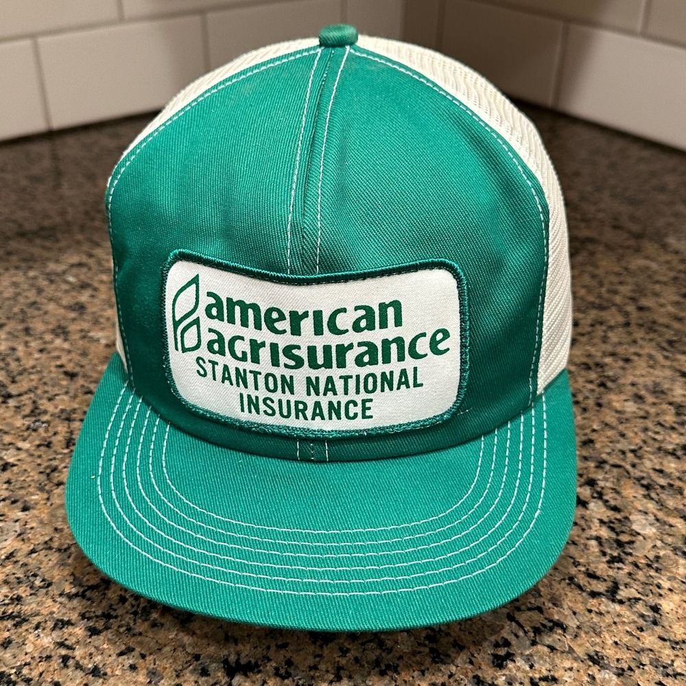 Vintage American Agrisurance K-Brand Trucker Hat Green Mesh Snapback USA